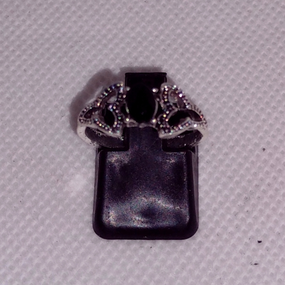 Forever Wear Black Onyx Silver Tone Ring